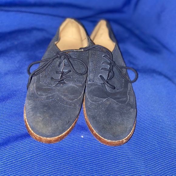 Janie and Jackie Girls Blue Suede Lace Up - Picture 2 of 5